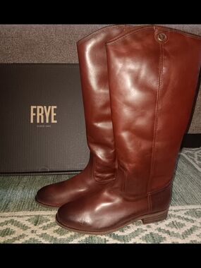 Frye Tall Mahogony Leather Riding Boots